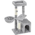 34.5" H Cat Tree Tower with Condo and Perches, Light Gray