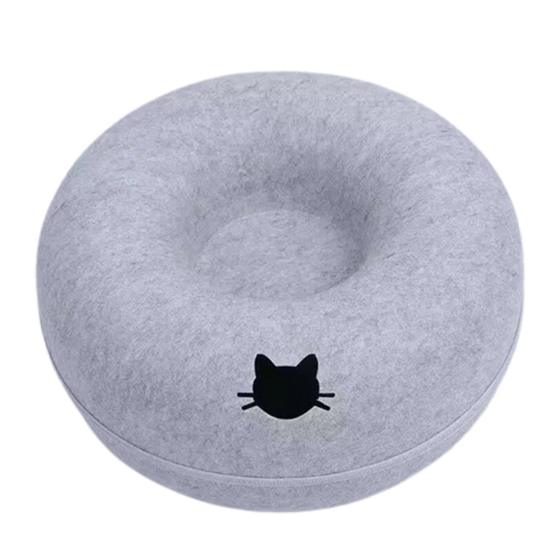 Felt Donut Cat Bed | Tunnel, Hideaway & Play in One