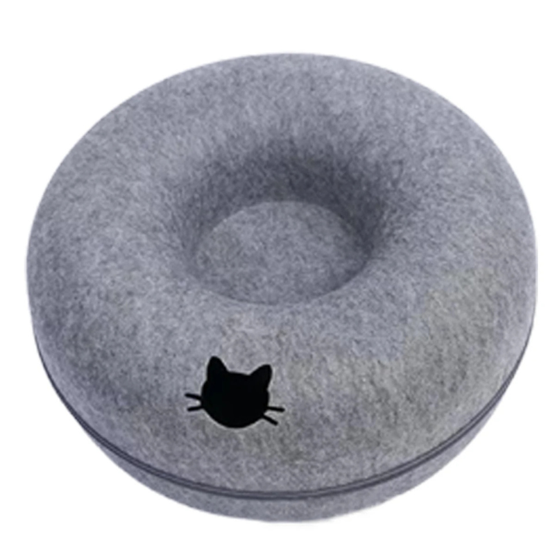 Felt Donut Cat Bed | Tunnel, Hideaway & Play in One