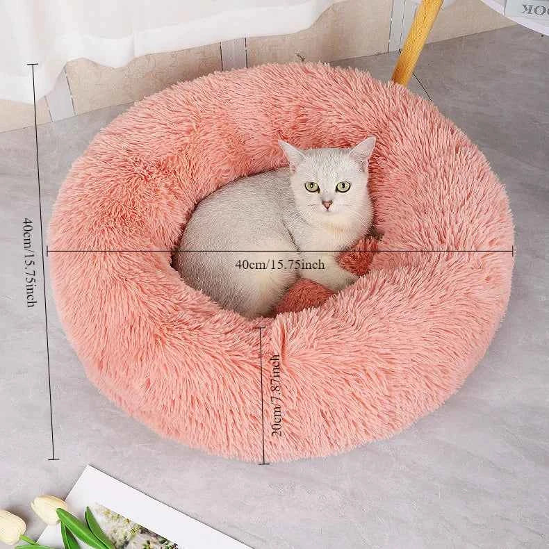Round Donut Cat Bed | Plush, Calming & Machine Washable