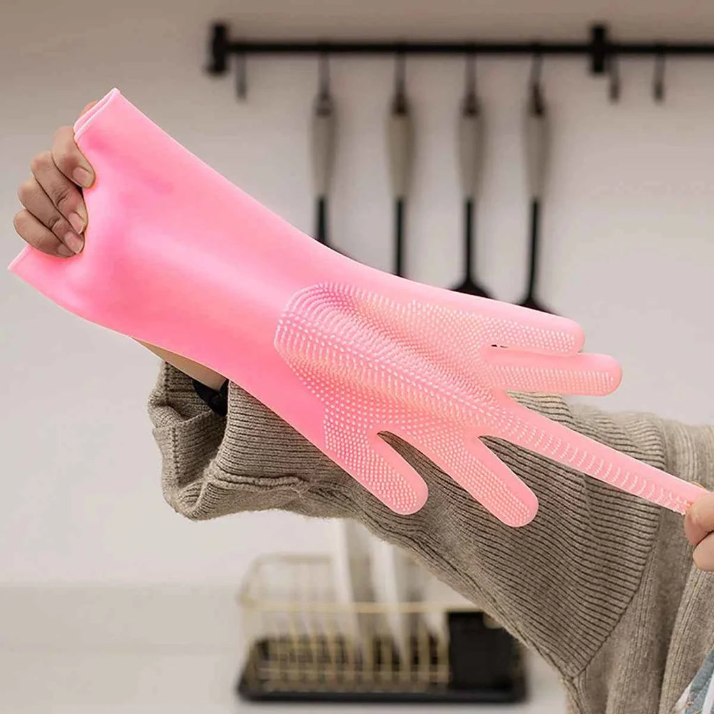Silicone Cat Bathing & Grooming Gloves
