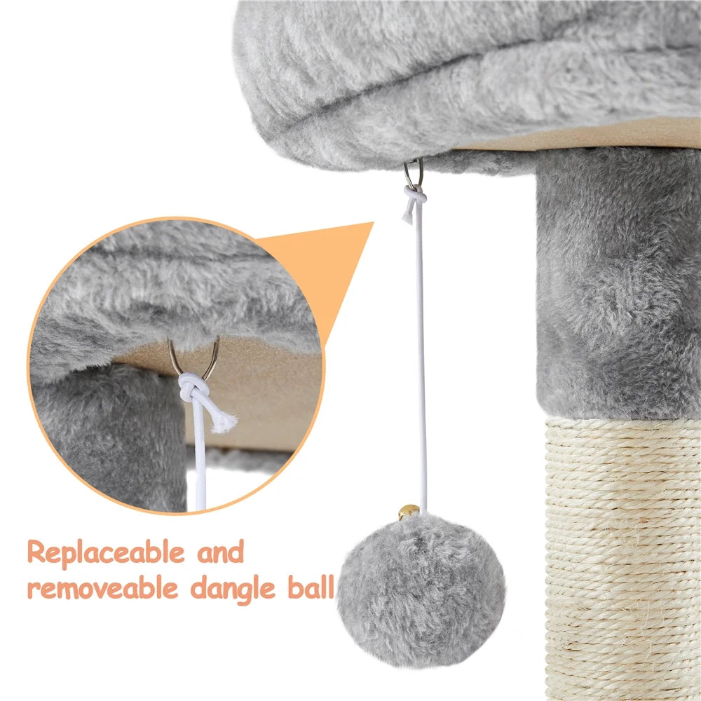 34.5" H Cat Tree Tower with Condo and Perches, Light Gray